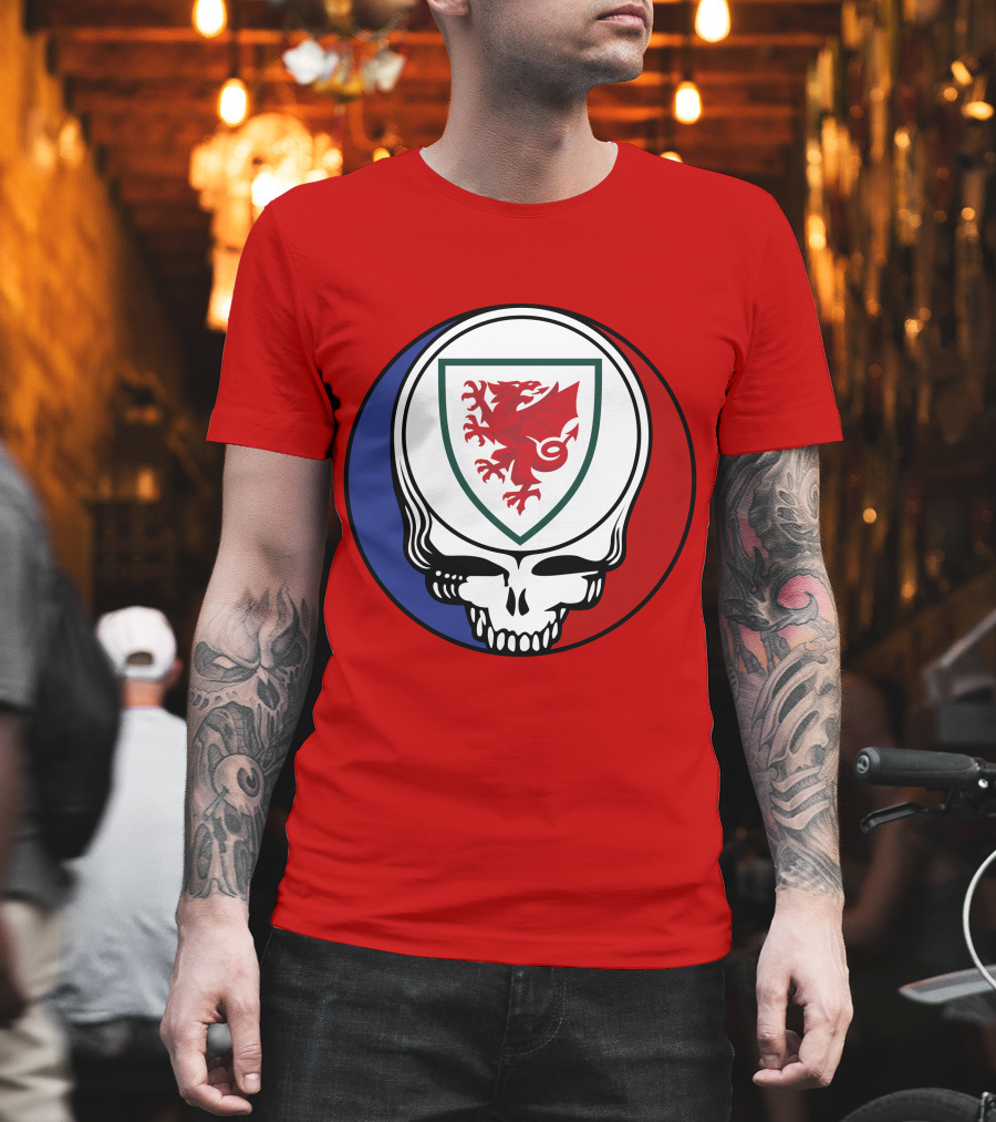 Wales National Football Team Grateful Dead Skull Emblem T-Shirt