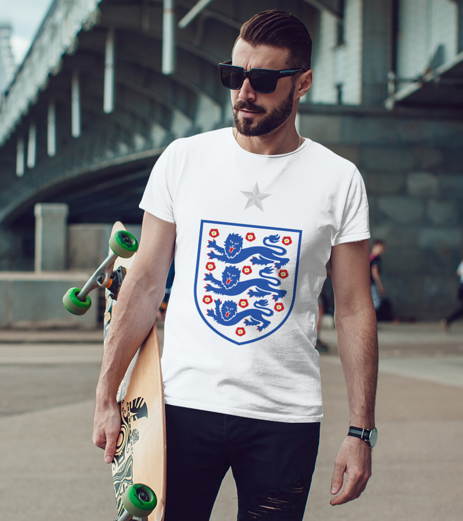 England National Football Team Shaw 3 Three Lions Emblem T-Shirt