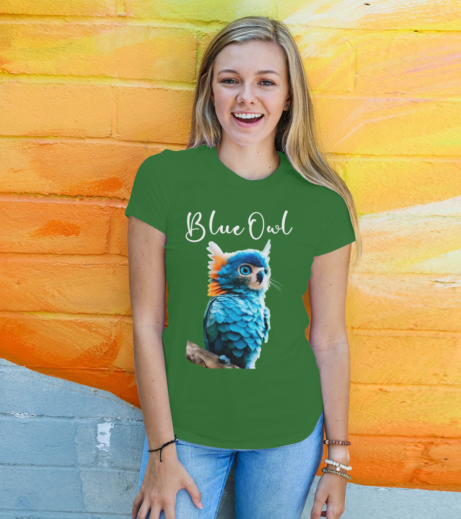 Beautiful Blue Owl Fantasy Creature T-Shirt