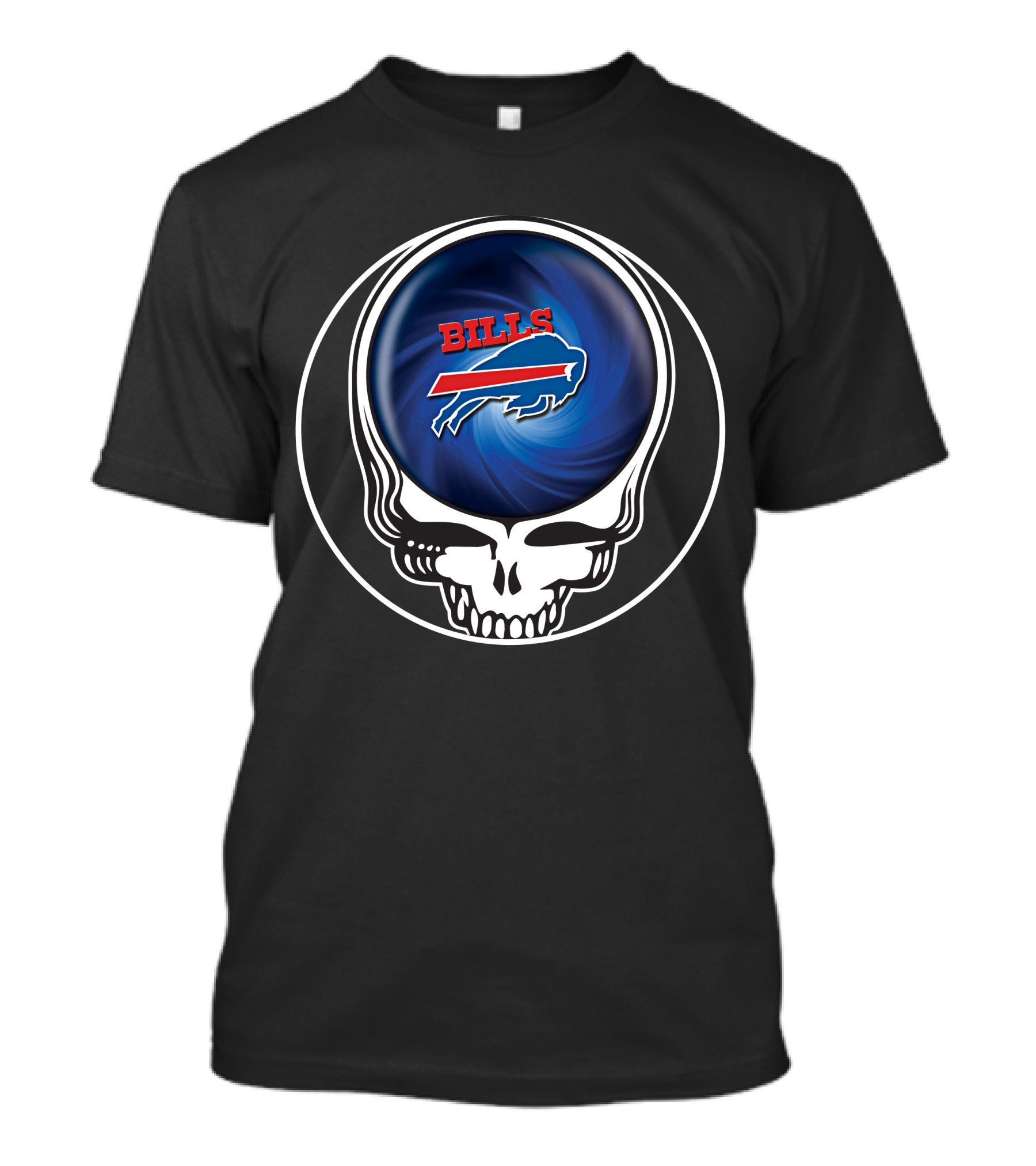 Buffalo Bills Grateful Dead Skull Icon With Spiral T-Shirt