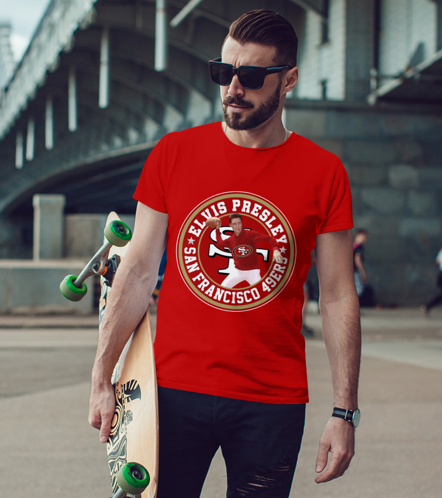 Elvis Presley San Francisco 49ers Football Player Circle T-Shirt