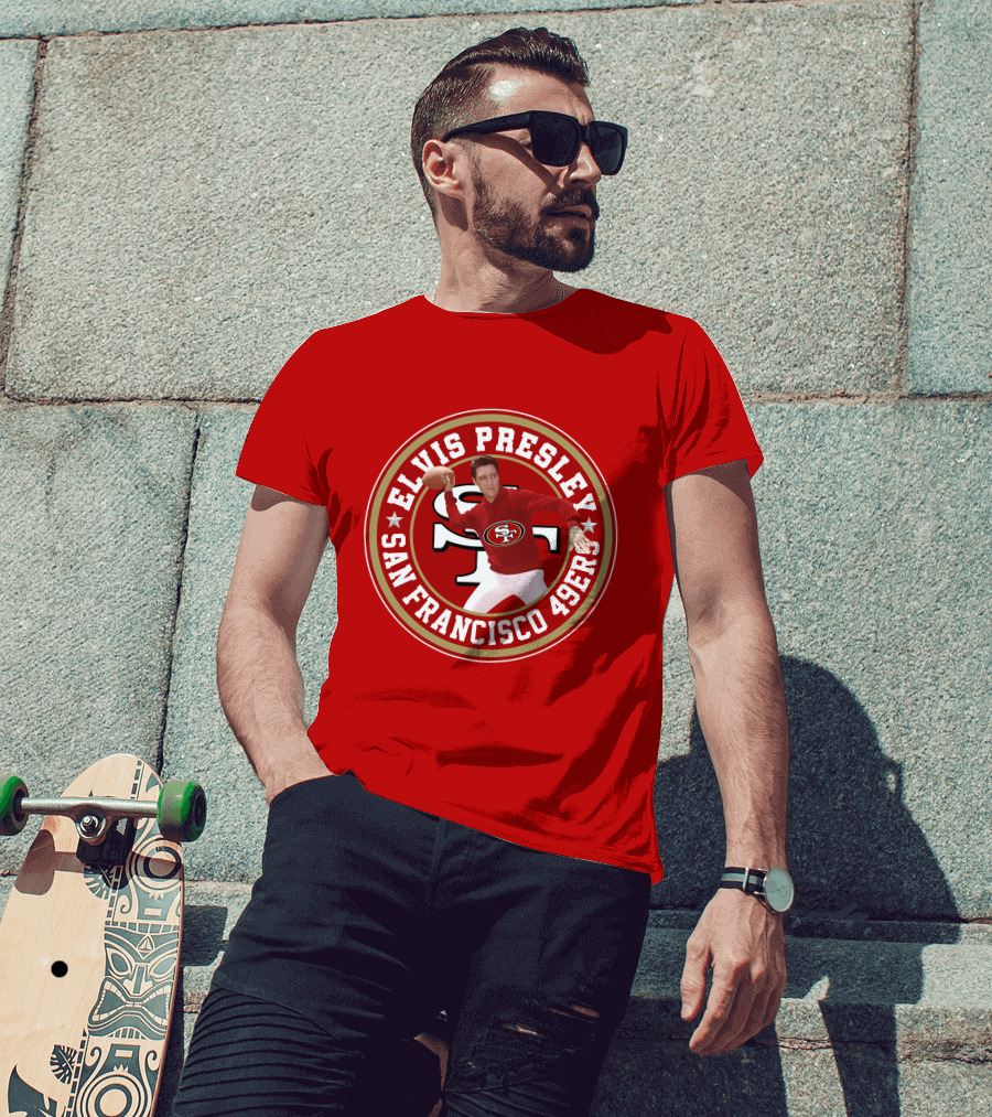 Elvis Presley San Francisco 49ers Football Player Circle T-Shirt