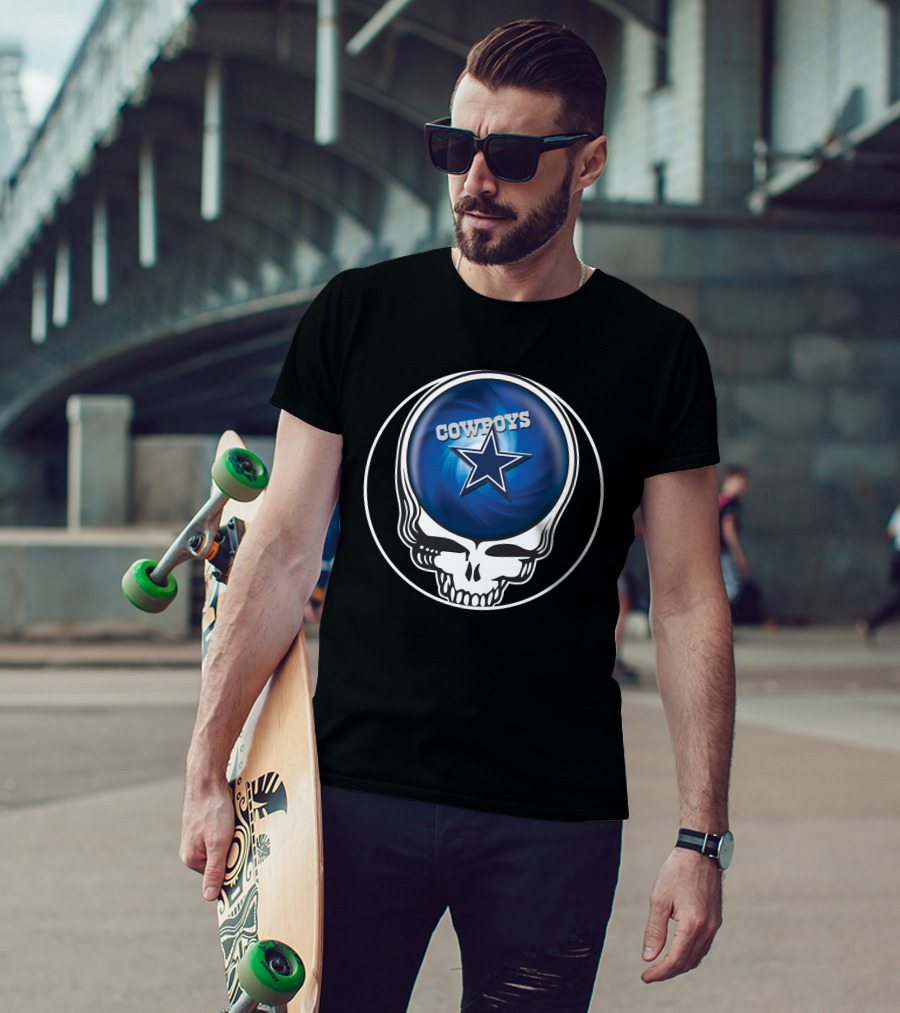 Cowboys Star Skull Blue Background T-Shirt