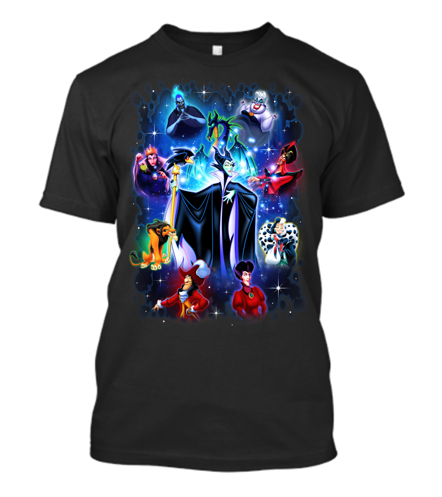 Disney Villains Maleficent Hades Ursula Scar Jafar Evil Queen Captain Hook Queen Of Hearts Cruella De Vil T-Shirt