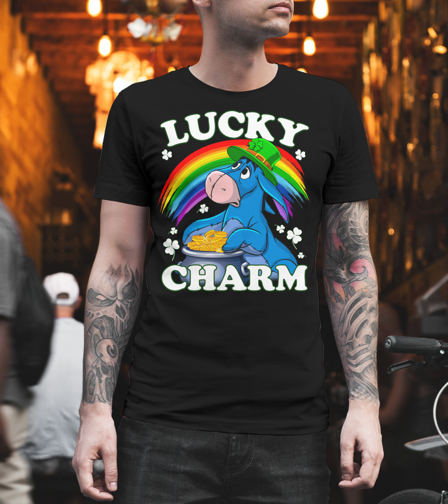 Eeyore Lucky Charm Rainbow Hat Coins Shamrocks T-Shirt