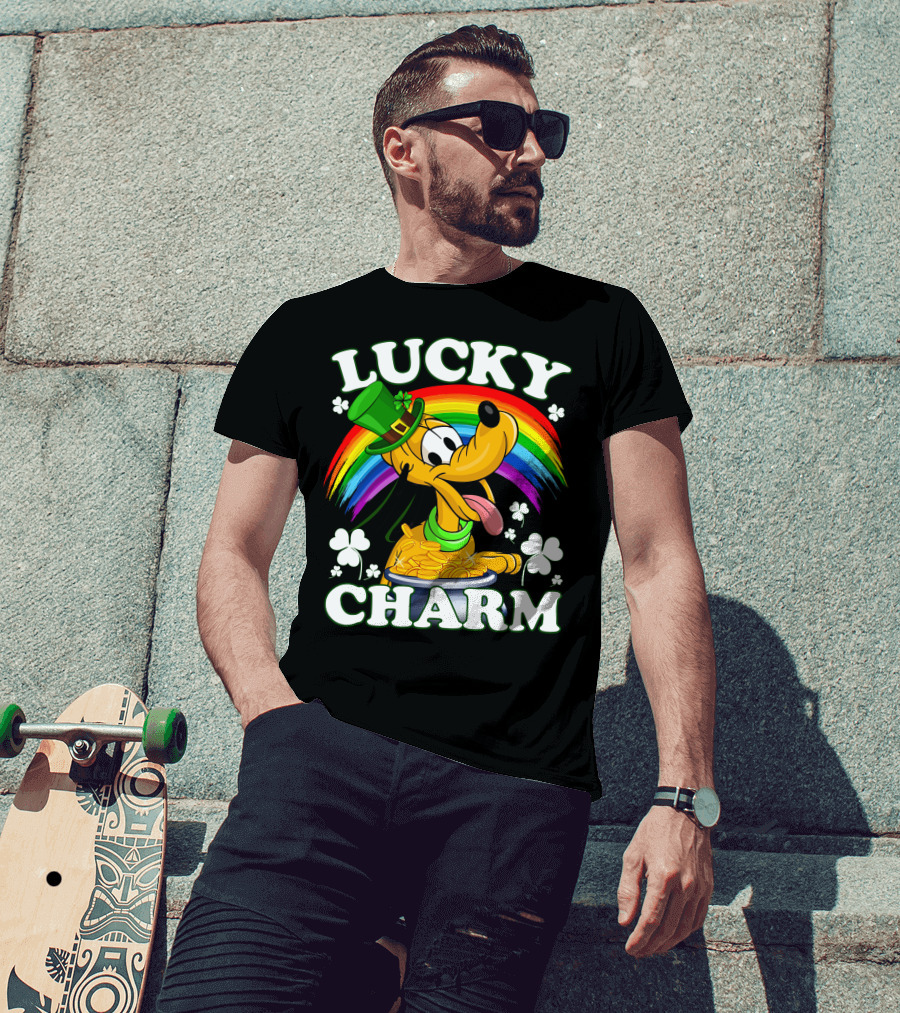 Lucky Charm Pluto Rainbow Clover Hat Coins T-Shirt