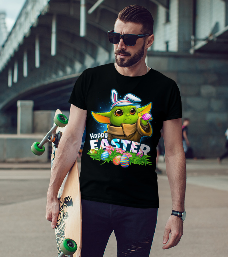Yoda Happy Easter Bunny Ears Eggs Fandom Celebration T-Shirt