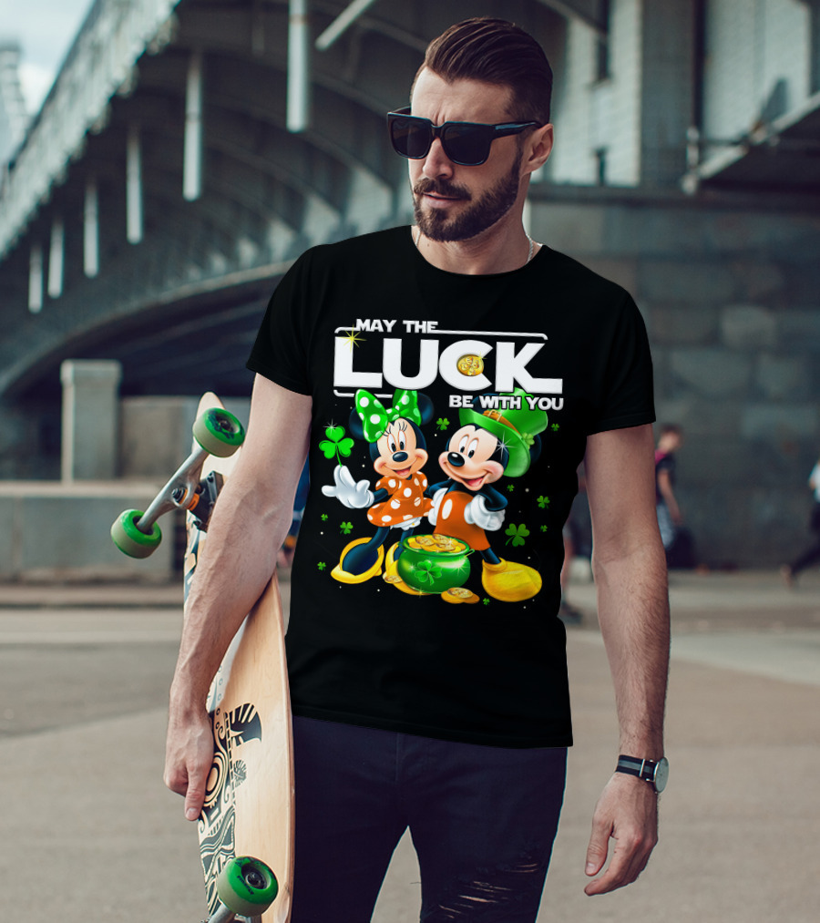 May The Luck Be With You Mickey And Minnie St. Patrick's Theme T-Shirt