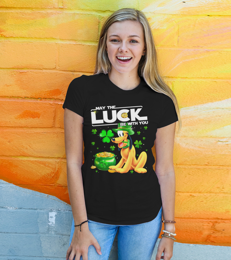 May The Luck Be With You Pluto Shamrock Coins Green Hat T-Shirt