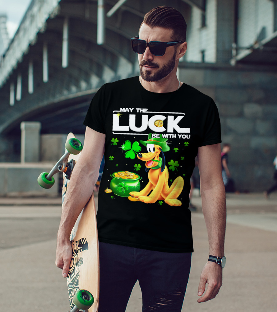 May The Luck Be With You Pluto Shamrock Coins Green Hat T-Shirt