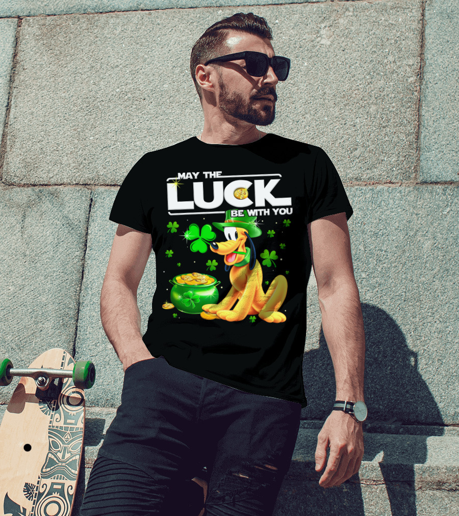 May The Luck Be With You Pluto Shamrock Coins Green Hat T-Shirt