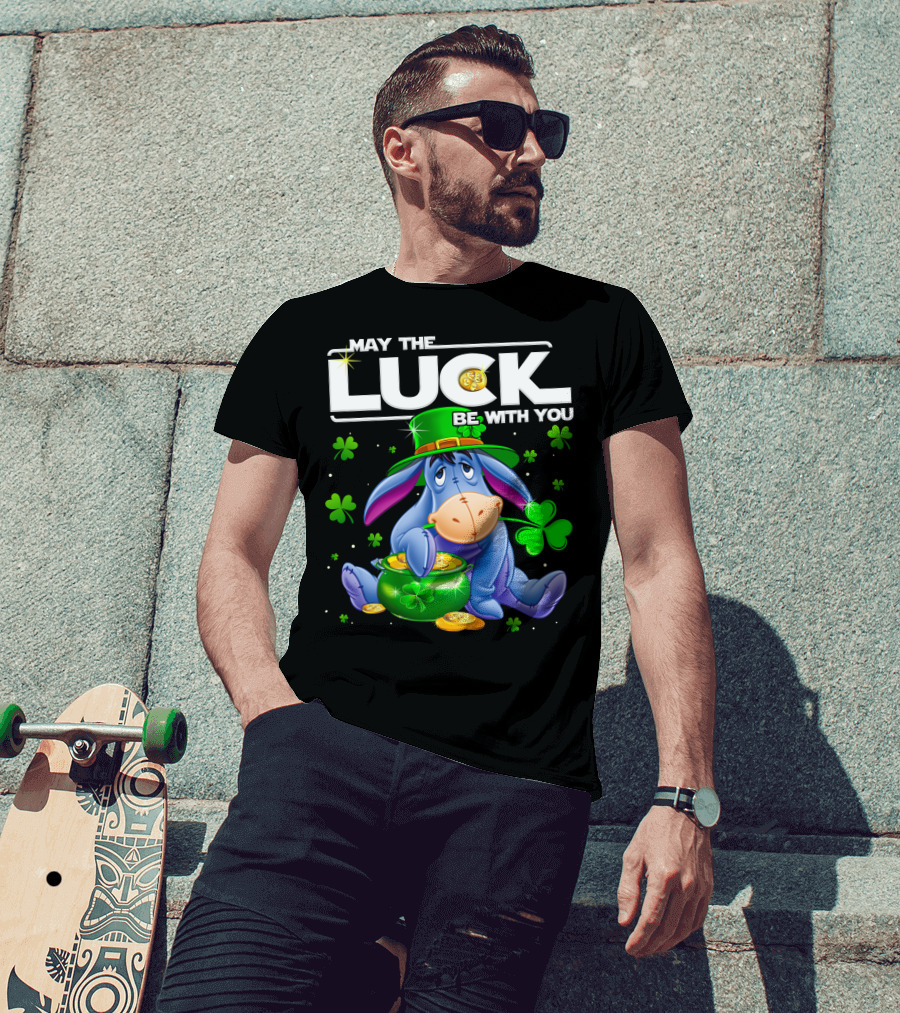 May The Luck Be With You Eeyore Leprechaun Clover Gold Coins T-Shirt
