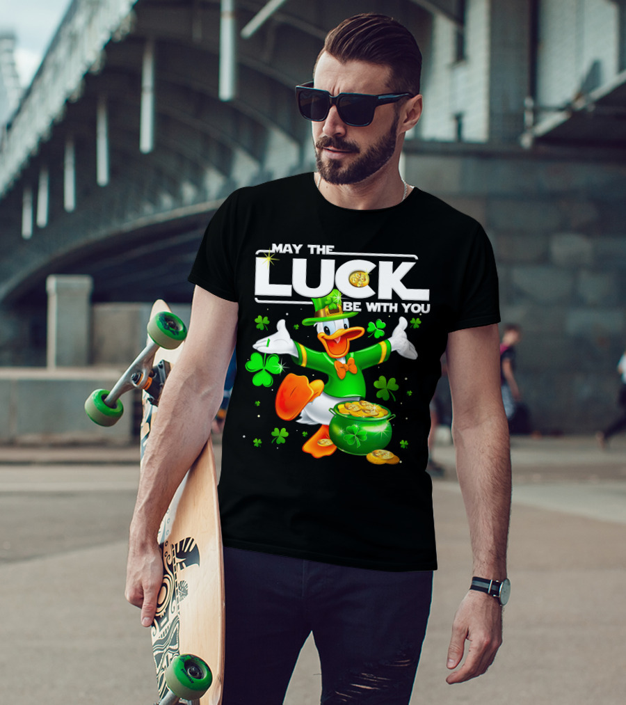 Donald May The Luck Be With You St. Patrick's Day Leprechaun Duck With Pot Of Gold T-Shirt