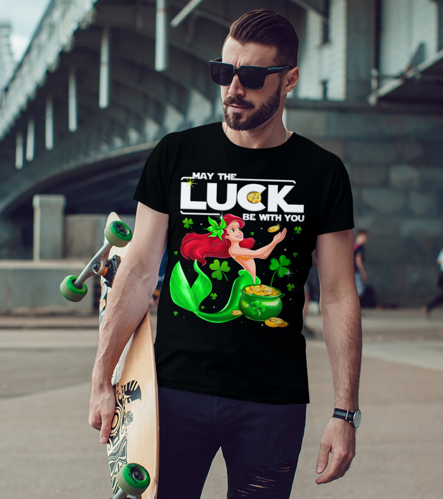 Ariel May The Luck Be With You Mermaid Shamrock Coins T-Shirt