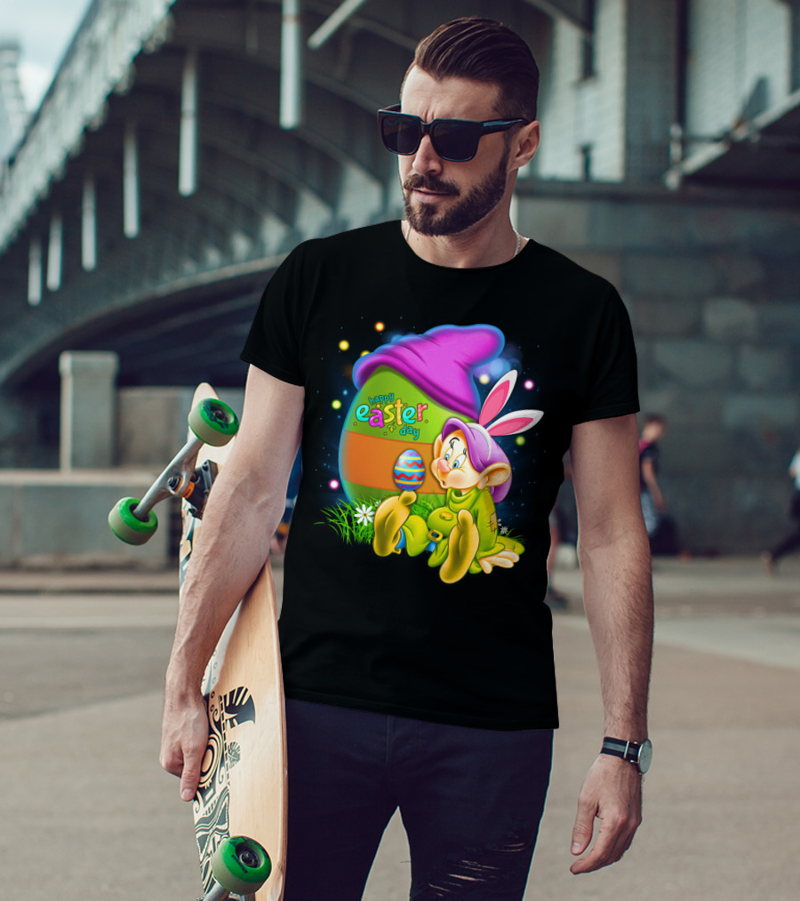 Happy Easter Day Dopey With Colorful Egg And Bunny Ears T-Shirt