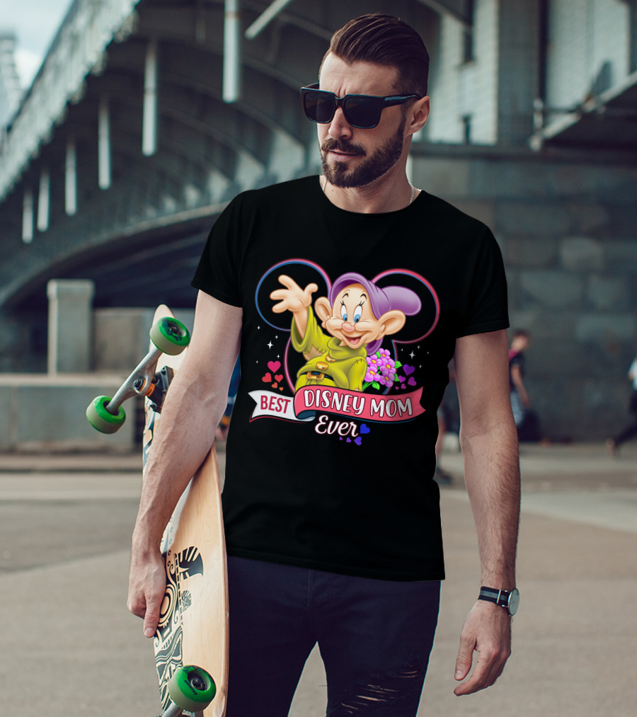 Best Disney Mom Ever Dopey Mickey Icon Hearts Flowers T-Shirt