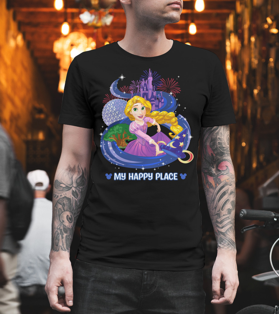 My Happy Place Rapunzel Disney Magic Kingdom Epcot Fireworks T-Shirt