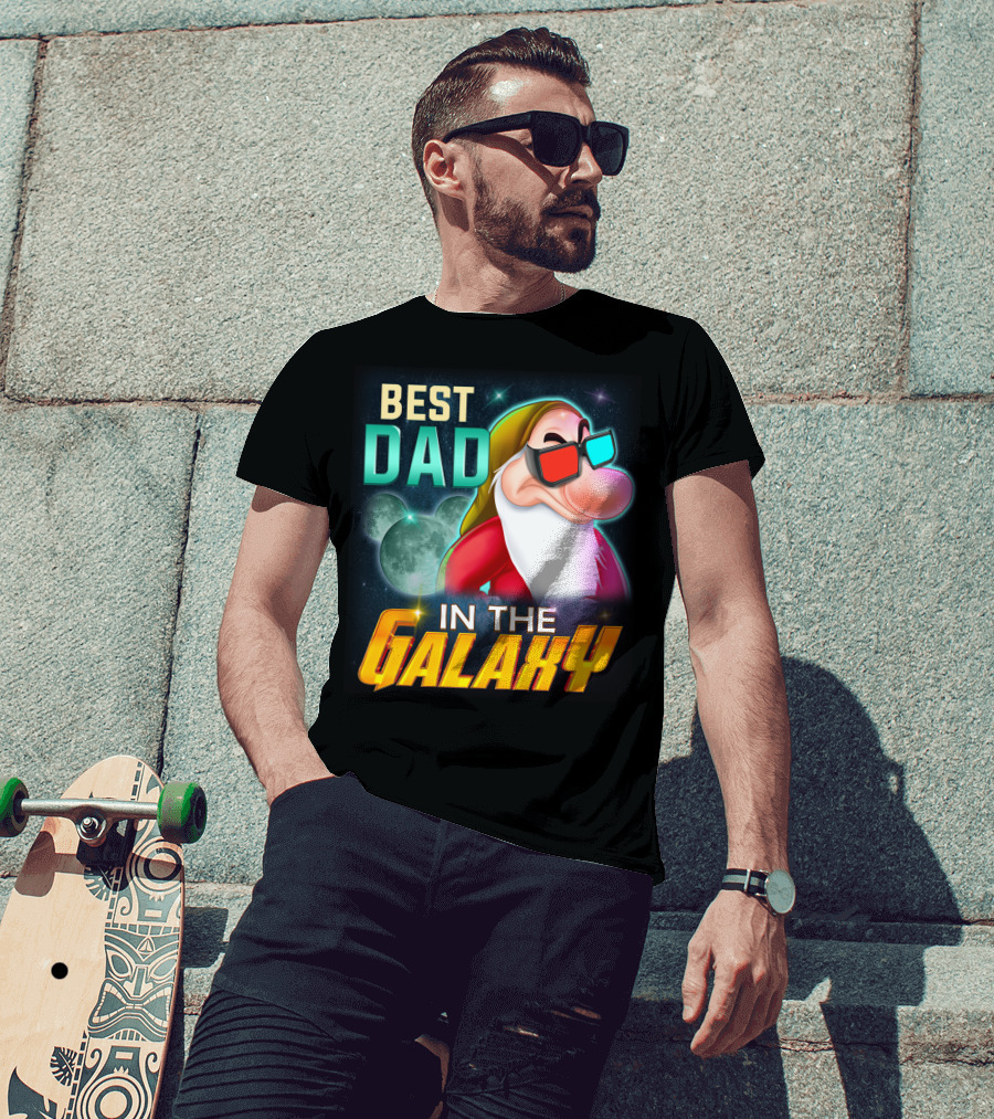 Best Dad In The Galaxy Grumpy 3D Glasses Moon T-Shirt