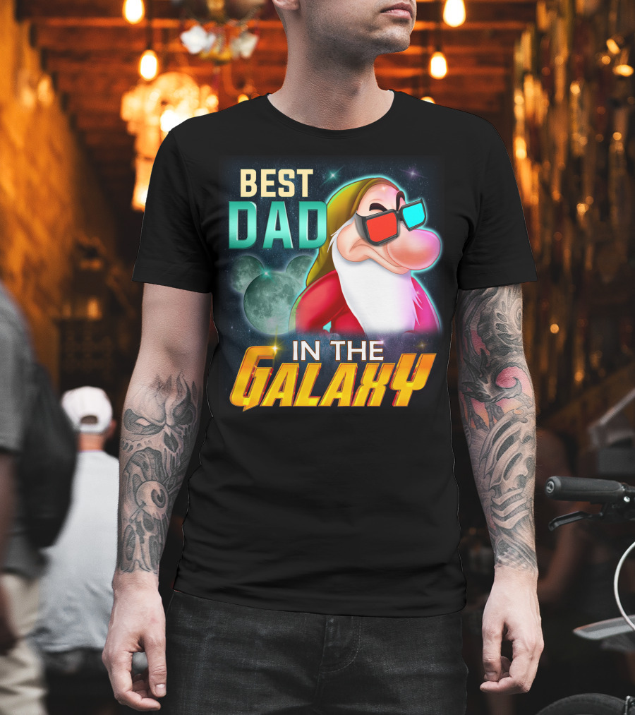 Best Dad In The Galaxy Grumpy 3D Glasses Moon T-Shirt