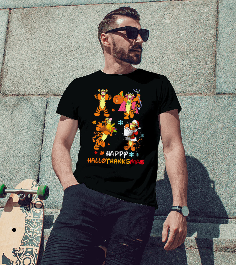 Tigger Happy Hallothanksmas Holiday Seasons Celebration T-Shirt