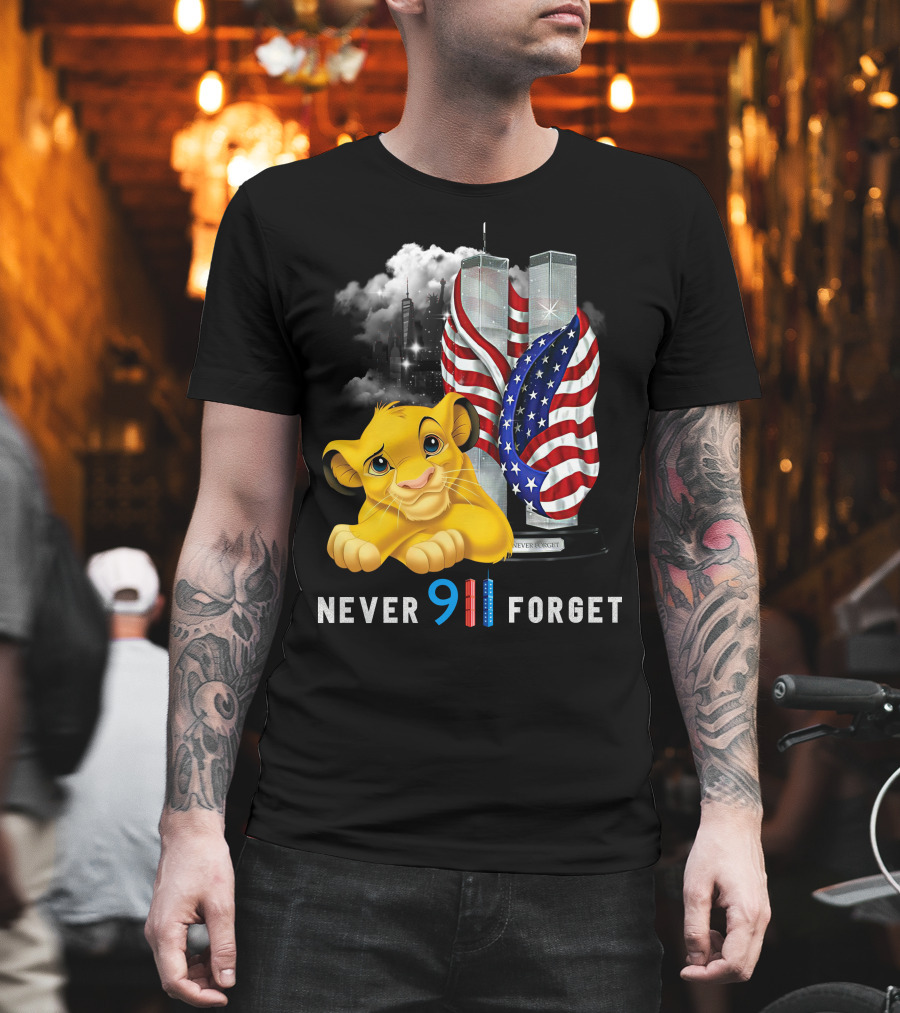 Simba-D Never 911 Forget Twin Towers American Flag T-Shirt