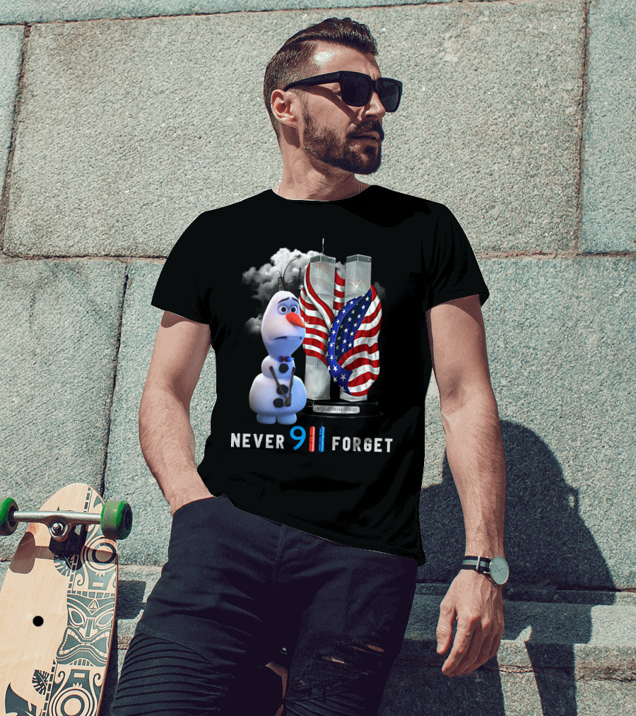 Never 911 Forget Olaf Twin Towers American Flag T-Shirt