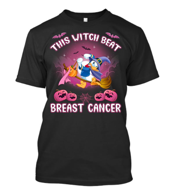 This Witch Beat Breast Cancer Donald Duck Halloween Pink Ribbon T-Shirt