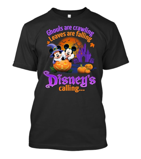 Ghouls Are Crawling Leaves Are Falling Disney's Calling With Mickey And Minnie Halloween Theme T-Shirt