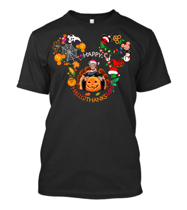 Happy Hallothanksmas Claude Frollo Pumpkin Santa Spiderweb Snowman T-Shirt