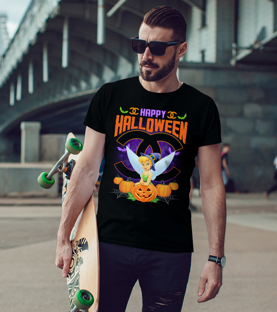 Happy Halloween Tinker Bell Pumpkins Bat Wings T-Shirt