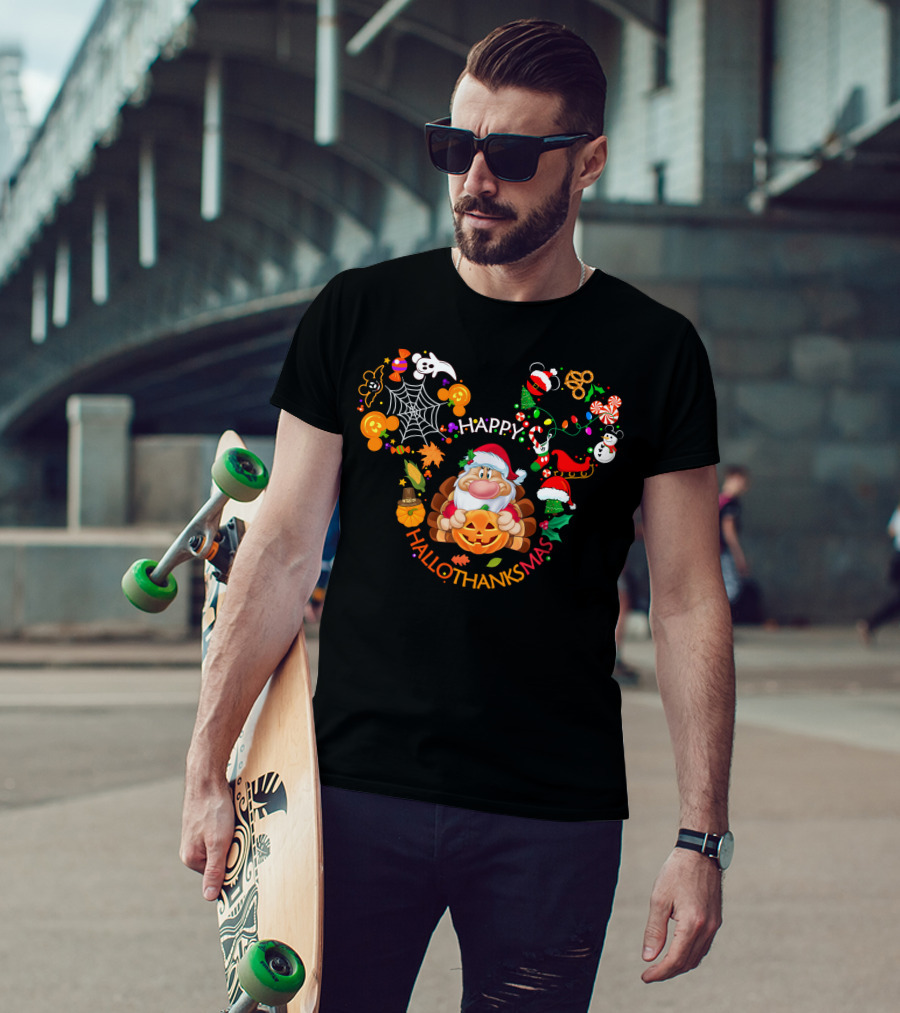 Happy Hallothanksmas Grumpy Holiday Mashup T-Shirt