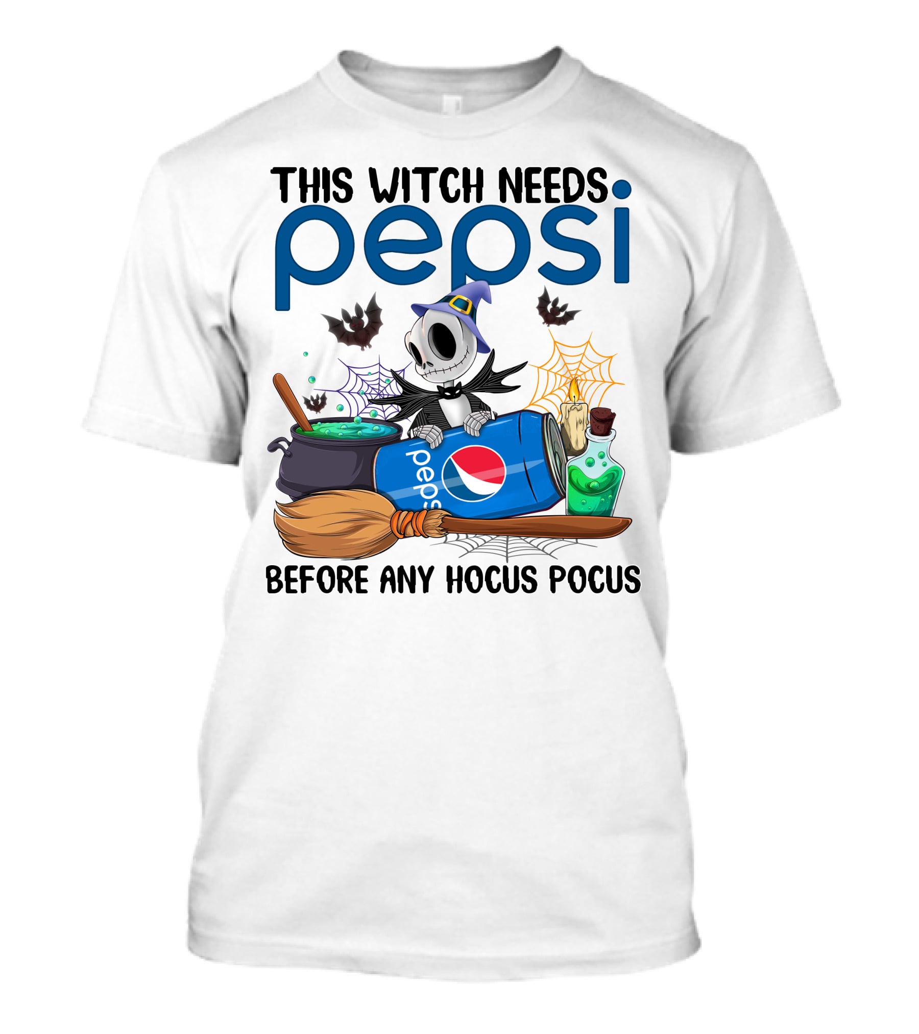 This Witch Needs Pepsi Before Any Hocus Pocus Jack Skellington T-Shirt