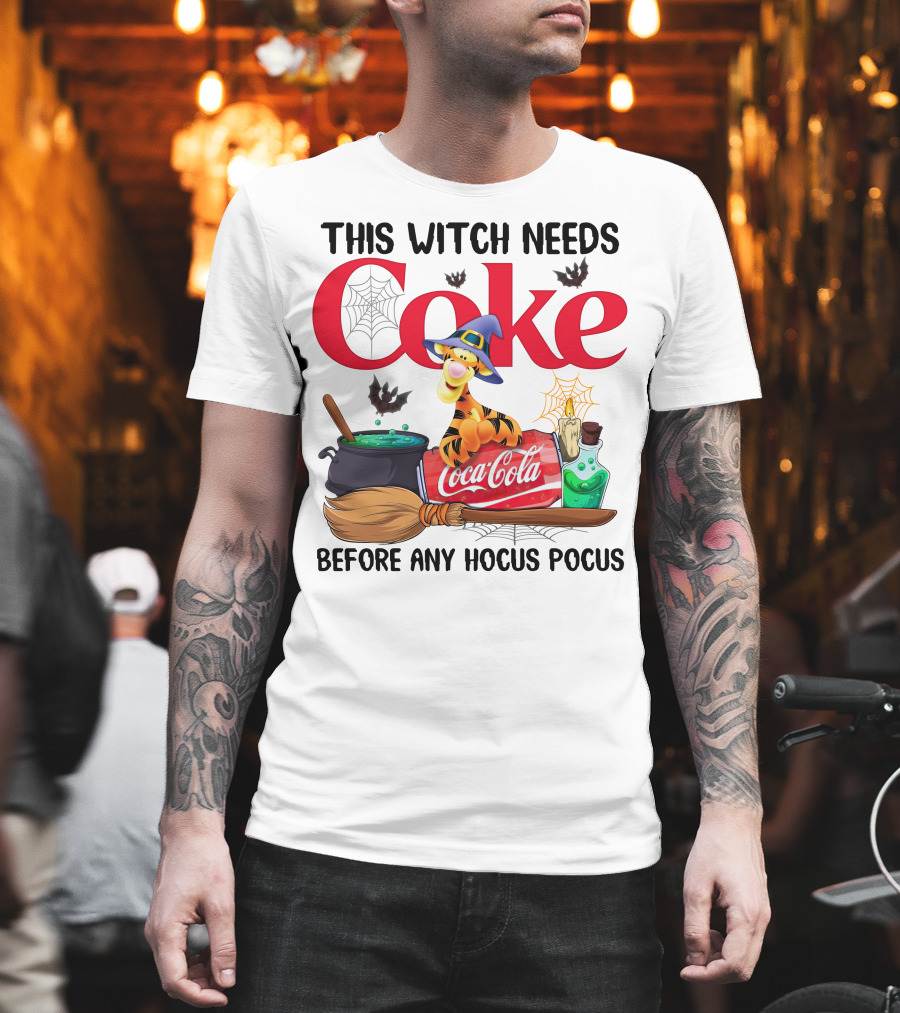 This Witch Needs Coke Before Any Hocus Pocus Coca-Cola Tigger Halloween T-Shirt