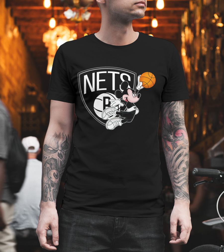 Nets Mickey Basketball Slam Dunk T-Shirt
