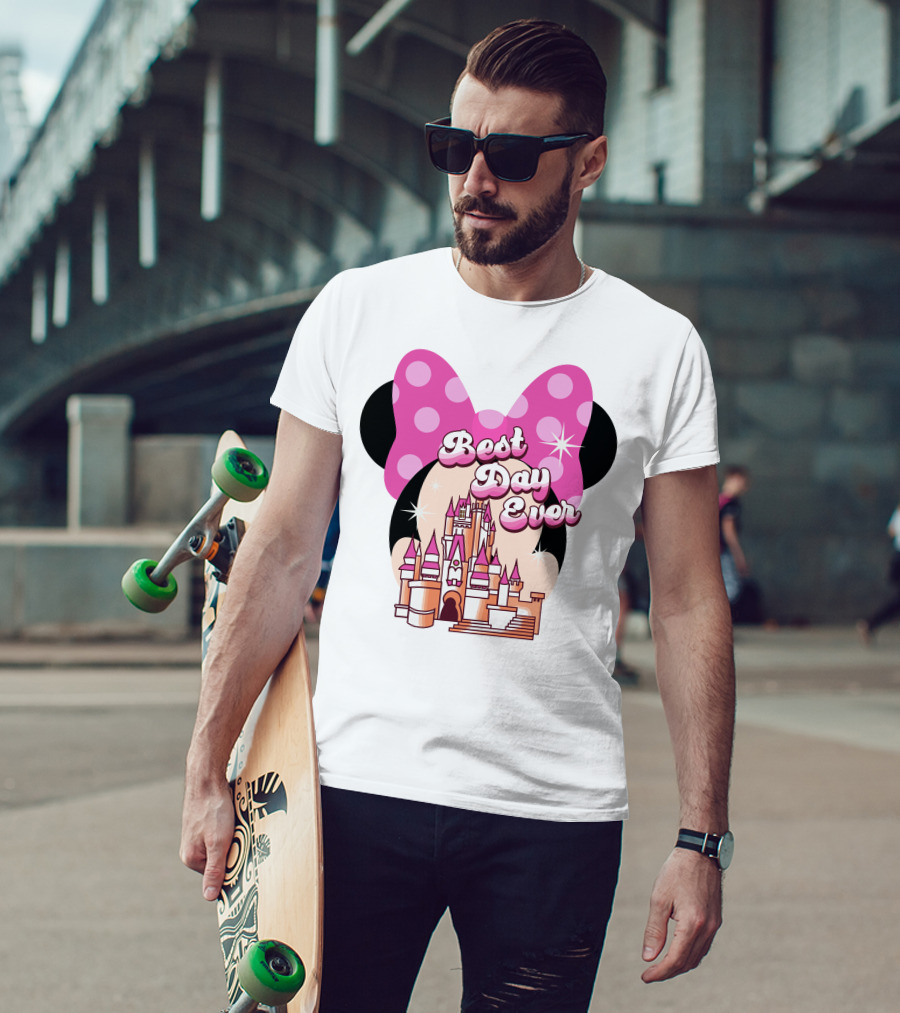 Minnie Best Day Ever Castle Pink Bow T-Shirt