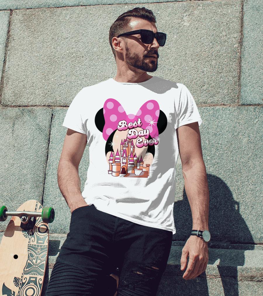 Minnie Best Day Ever Castle Pink Bow T-Shirt