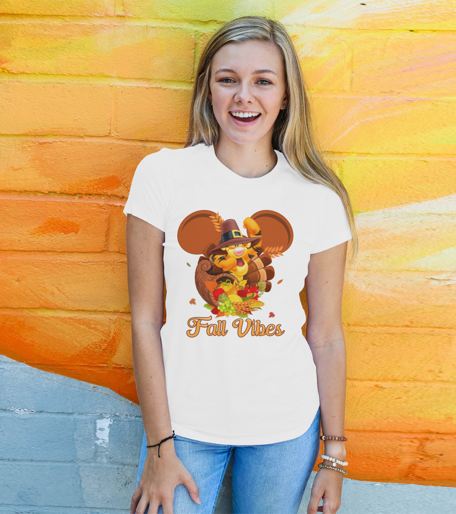 Tigger Fall Vibes Cornucopia Thanksgiving Mickey Ears T-Shirt