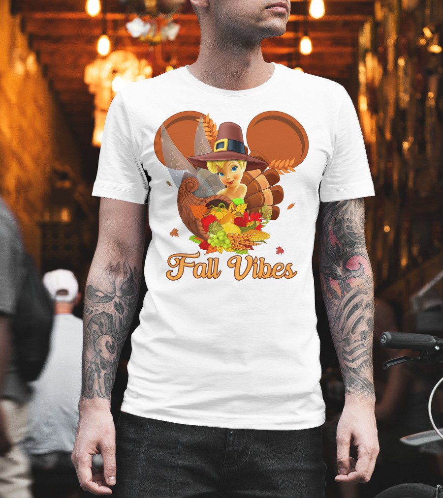 Tinkerbell Fall Vibes Cornucopia Thanksgiving Disney T-Shirt
