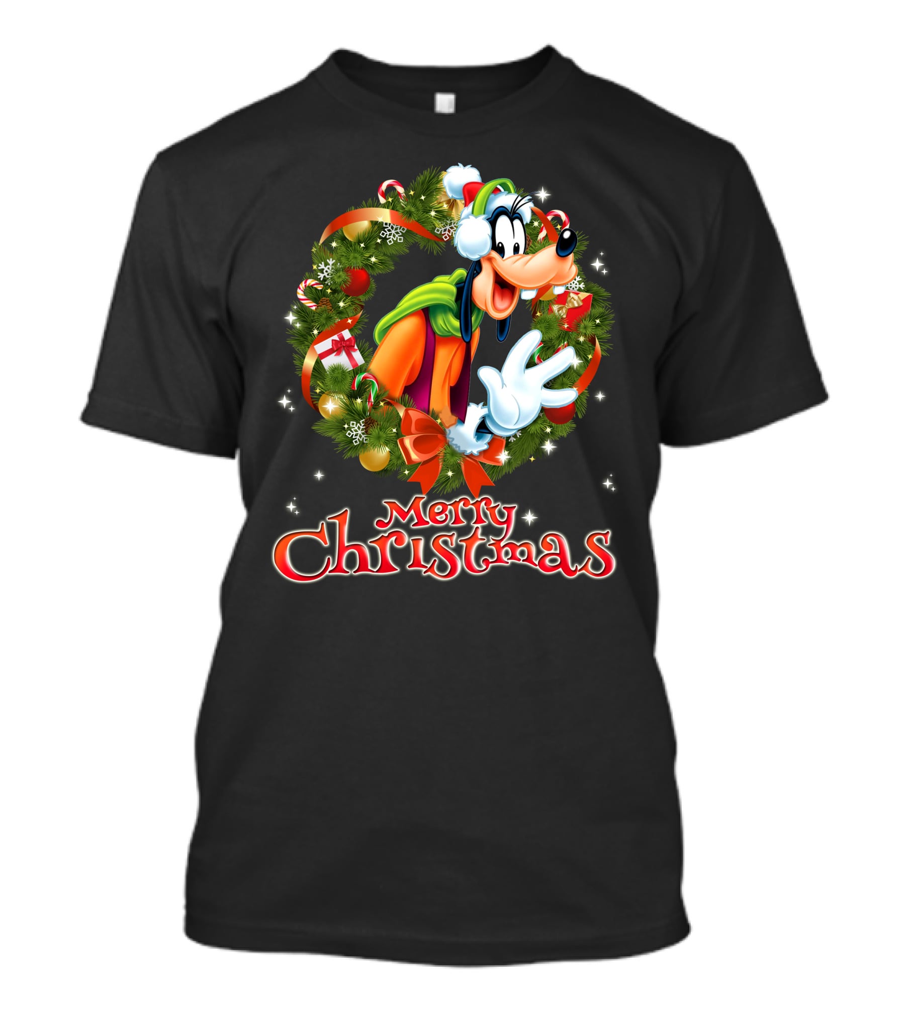 Merry Christmas Goofy Wreath Holiday Celebration T-Shirt