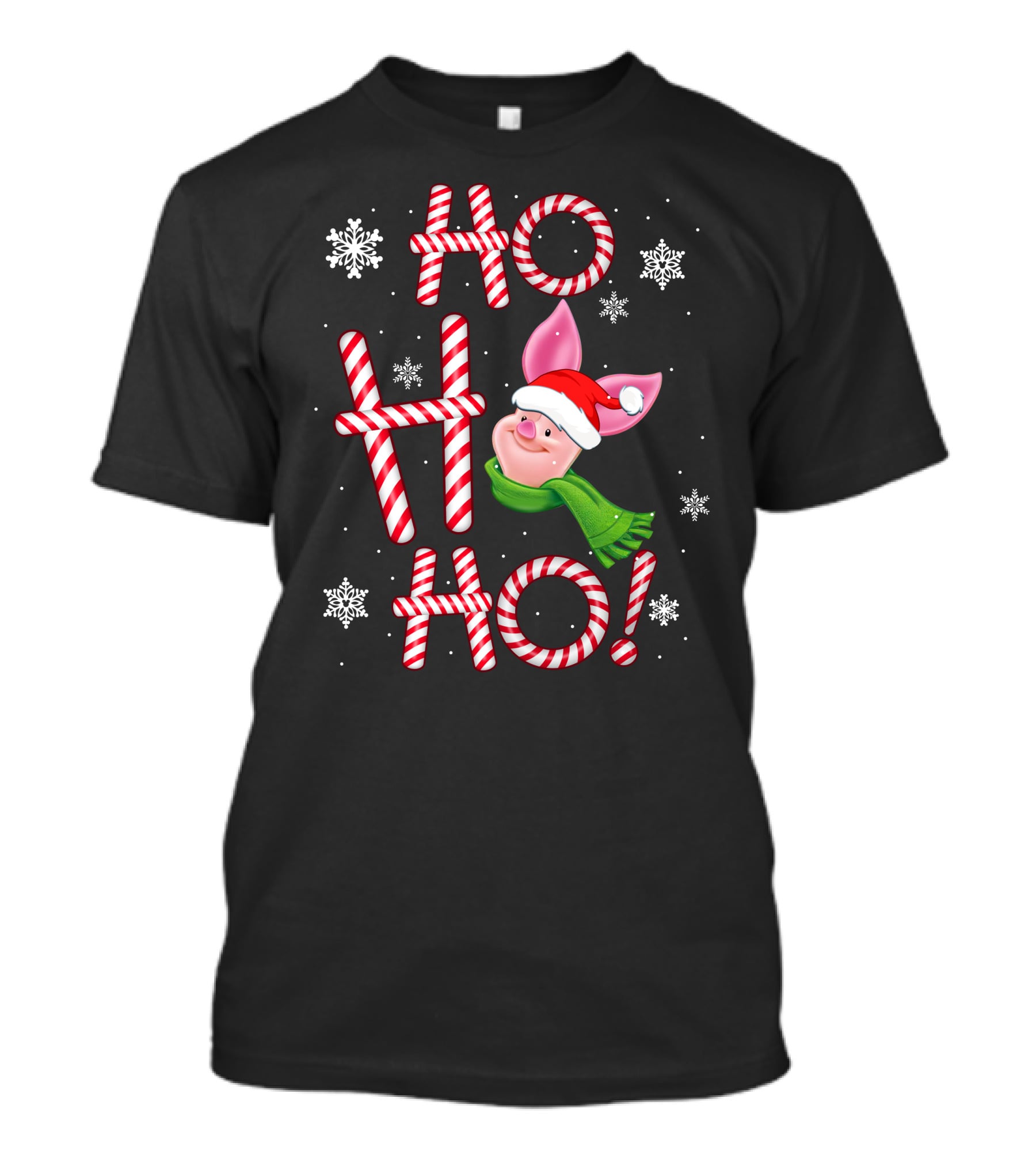 Ho Ho Ho Piglet Santa Peppermint Snowflakes T-Shirt