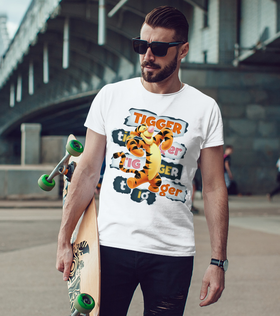 Tigger Colorful Energetic Poses And Text Styles T-Shirt