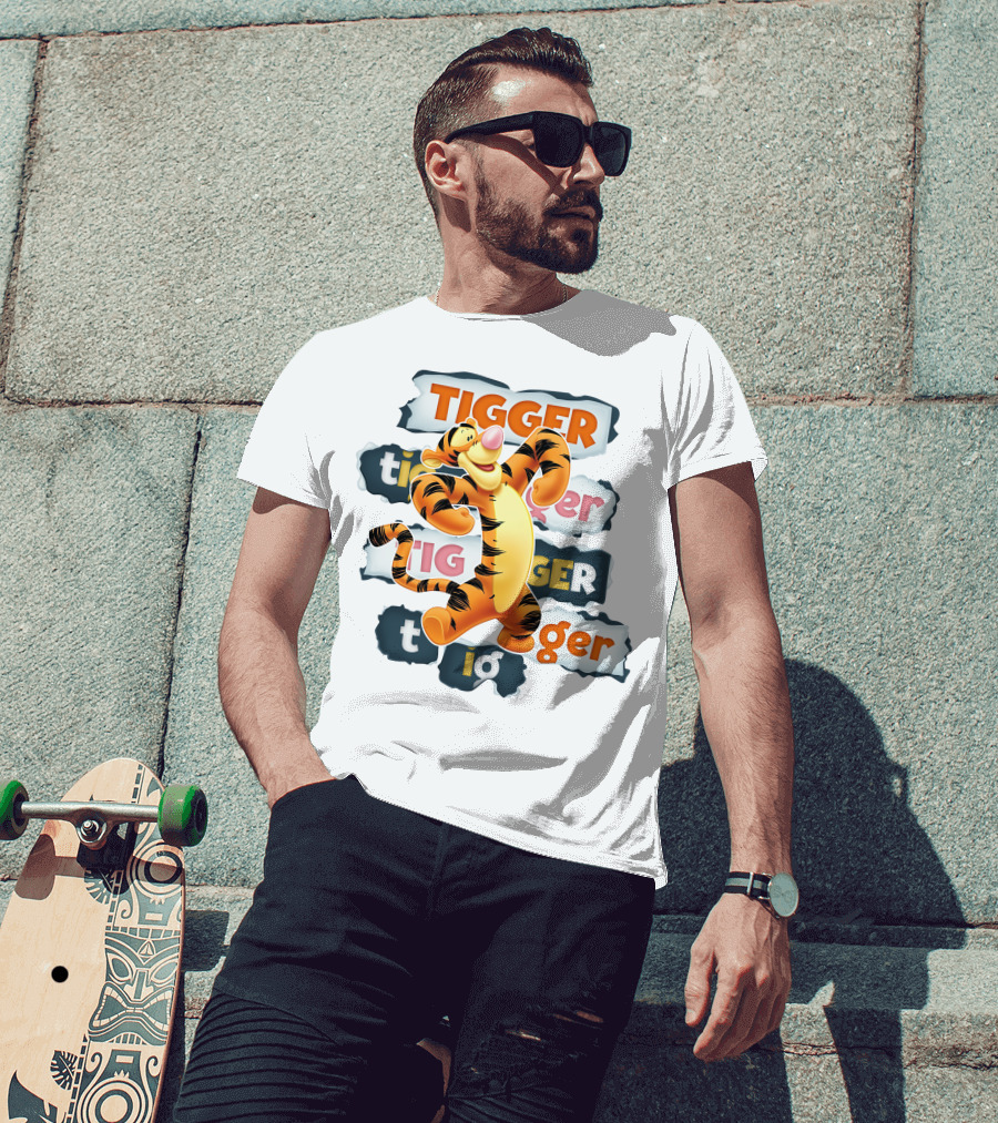 Tigger Colorful Energetic Poses And Text Styles T-Shirt