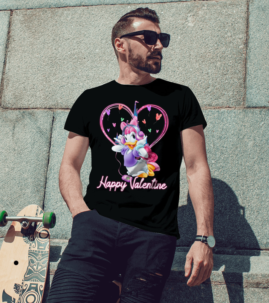 Daisy Duck Happy Valentine Balloons Castle Headphones T-Shirt