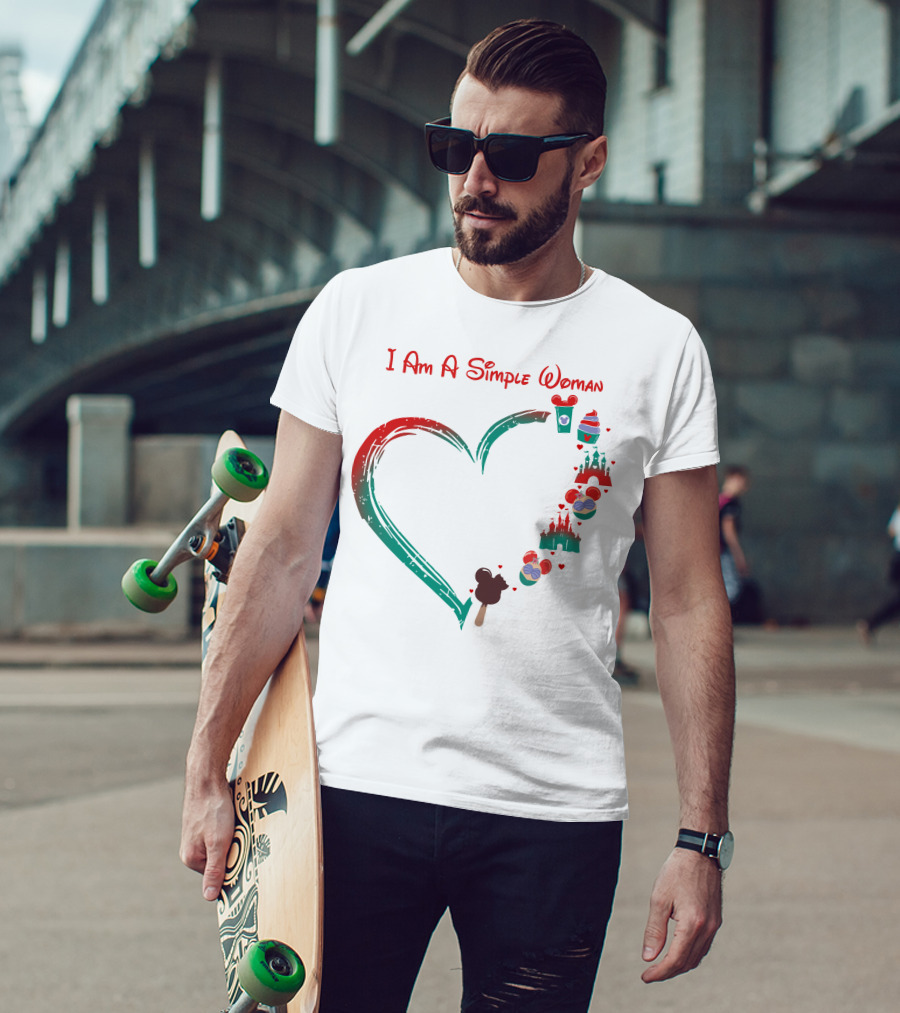 I Am A Simple Woman Ariel Castle Heart Icons T-Shirt