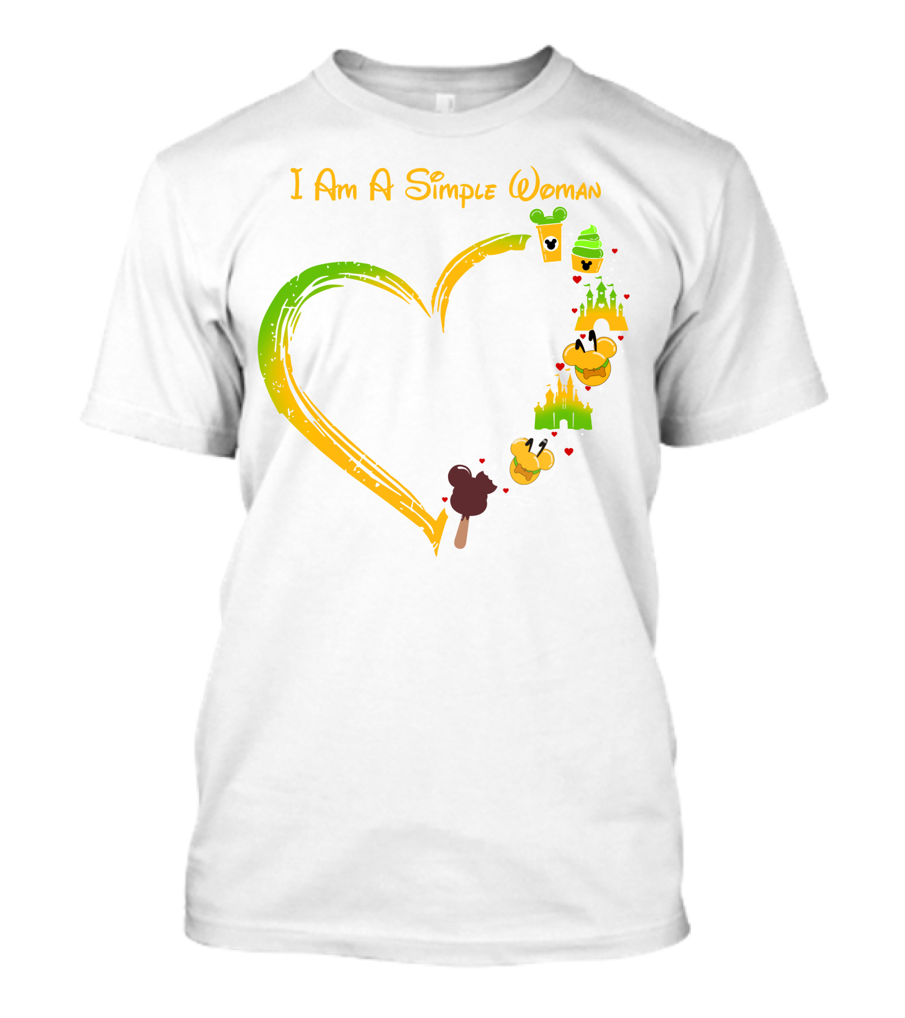 I Am A Simple Woman Heart Mouse Ears Ice Cream Castle T-Shirt