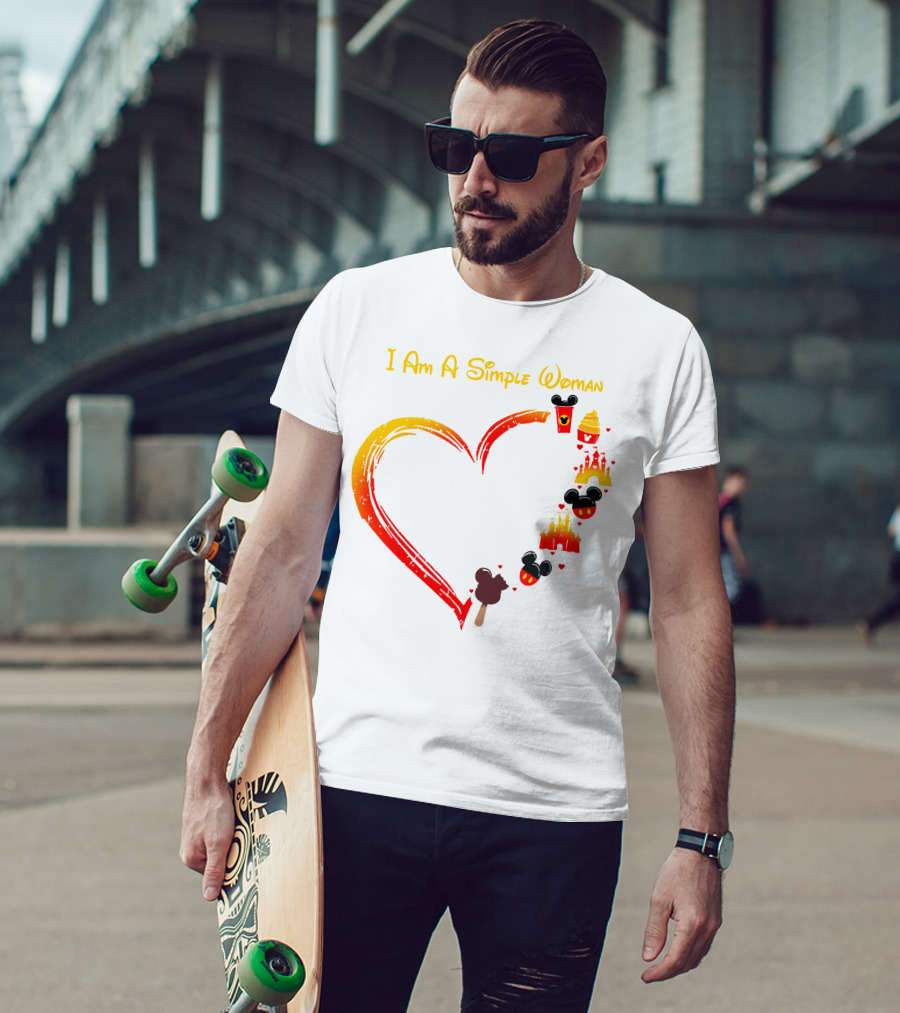 I Am A Simple Woman Heart Mickey Mouse Ice Cream Castle Icons T-Shirt