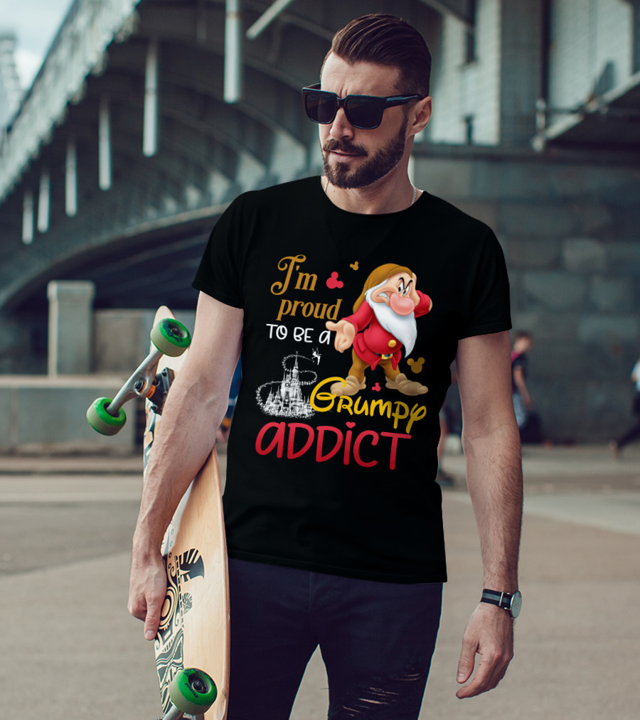 I'm Proud To Be A Grumpy Addict Disney Castle And Character T-Shirt