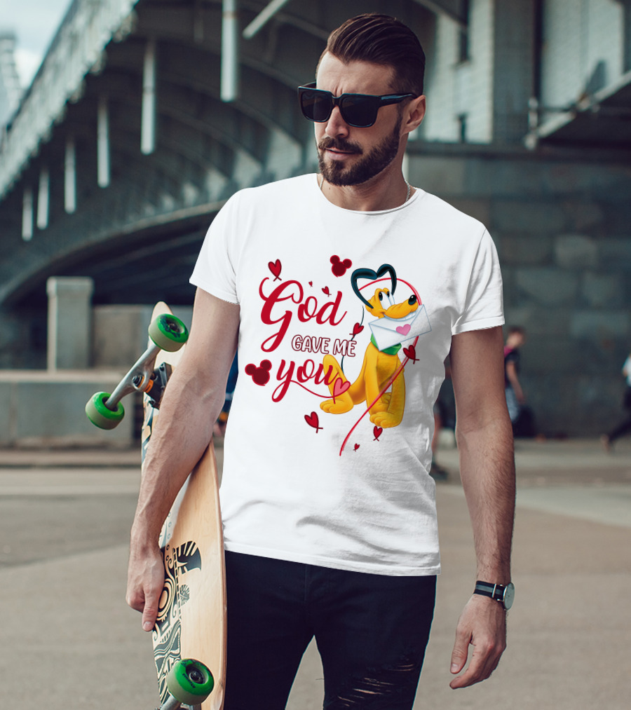 Pluto God Gave Me You Hearts And Mickey Mouse Icons T-Shirt
