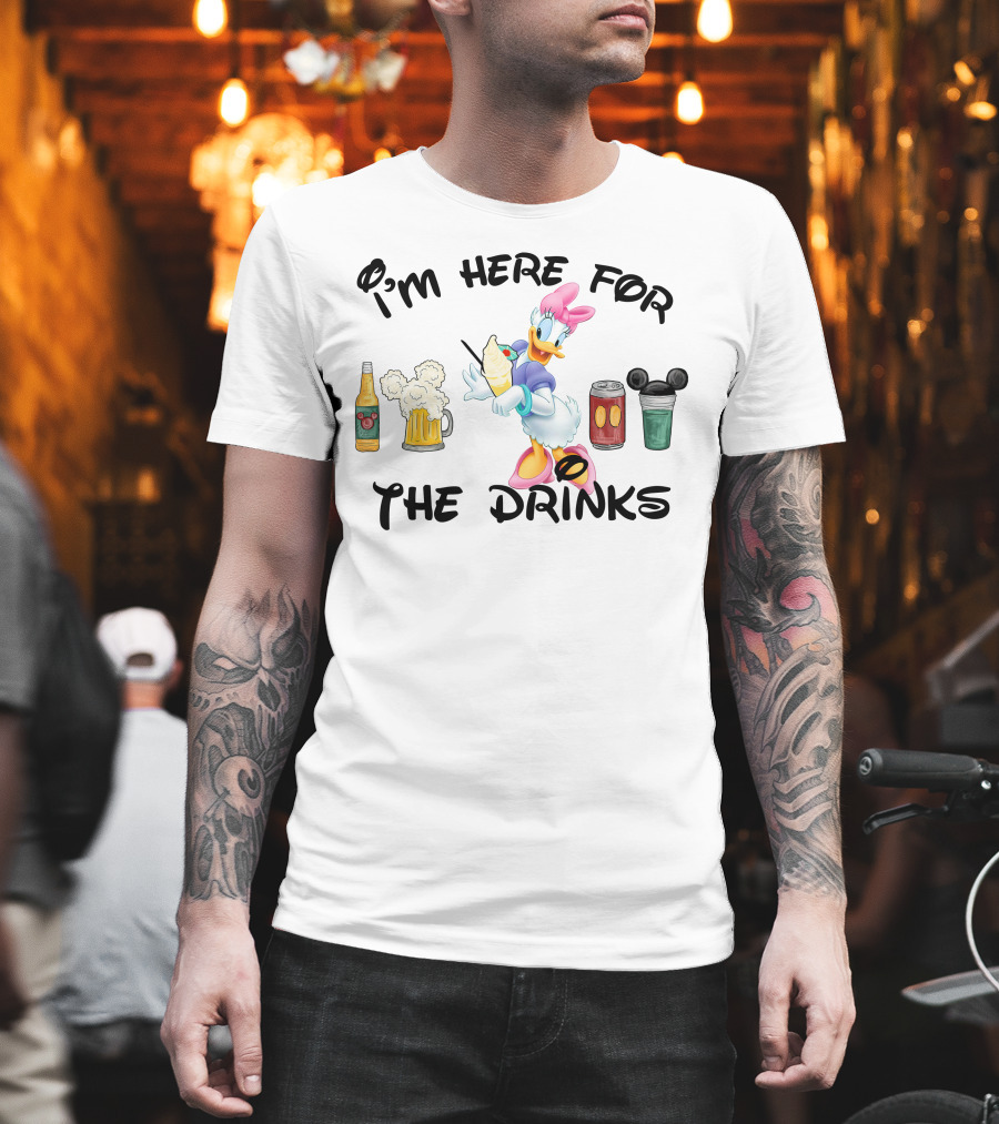 I'm Here For The Drinks Daisy Duck Beverages And Mickey Ears T-Shirt