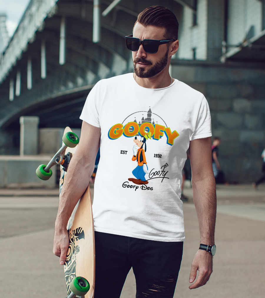 Goofy Est 1932 Disney Goofy Dog Castle Backdrop T-Shirt